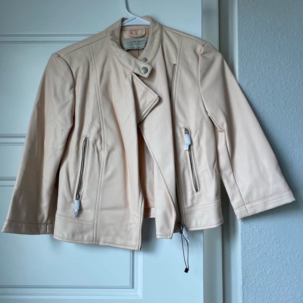 ZARA cropped leather jacket